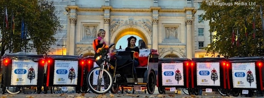 An example of Bugbugs rickshaw branding for World Scleroderma Day